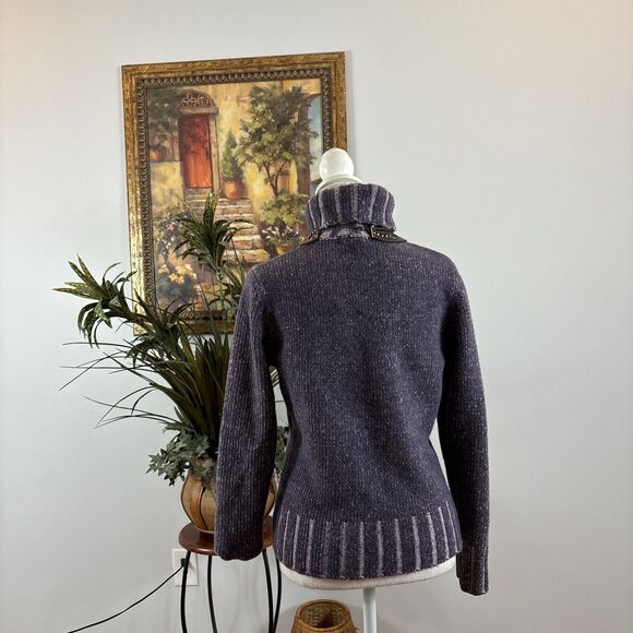 Paraphrase Women Sweater M Turtleneck Purple Long Sleeve Cropped 100% Lambwool - Picture 5 of 10